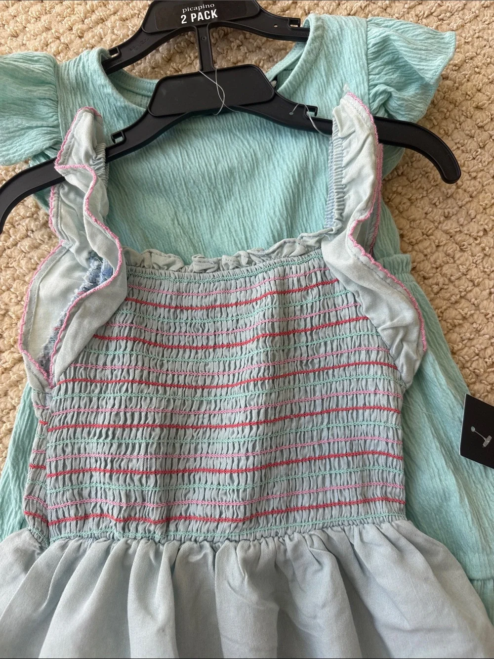 Picapino Set of 2 Light Blue Girls' Summer Dress and Mint dress size 4
